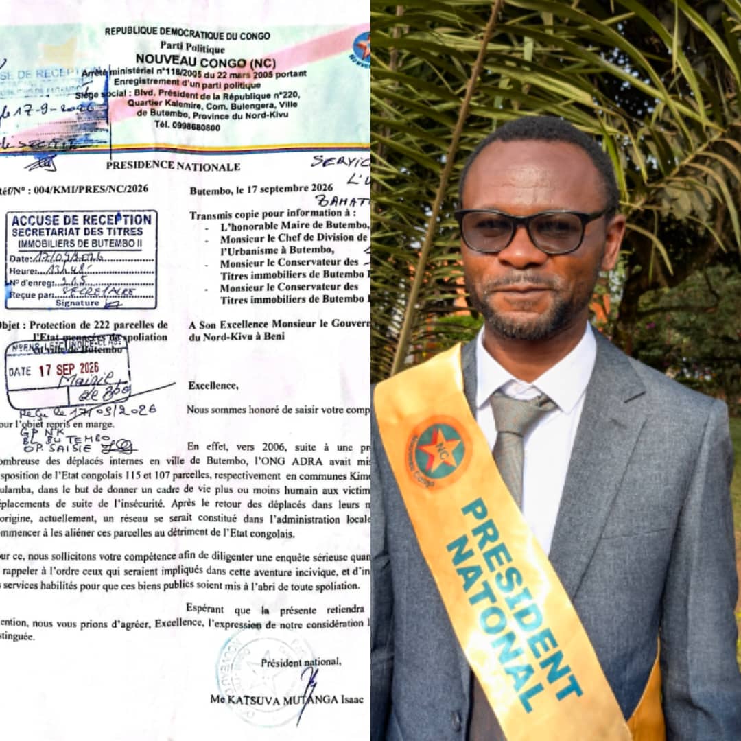Read more about the article Spoliation des biens fonciers de l’état à Butembo: maître Isaac Katsuva Mutanga alerte sur la vente illégale des parcelles cédées par ADRA (CongoForum)